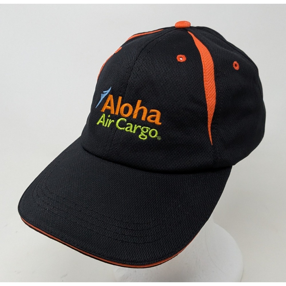 Aloha Air Cargo Hat Cap Airlines Black Orange Diamond Head Wear Hawaii